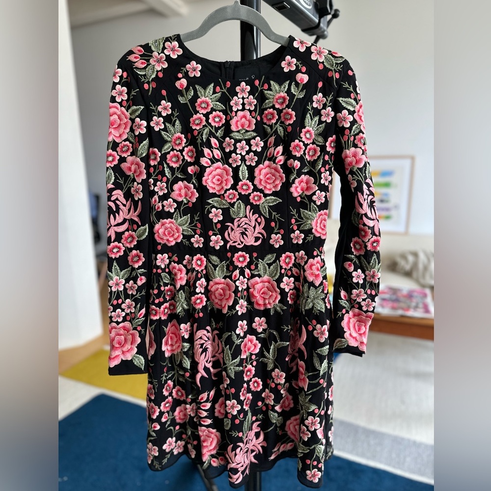 NEEDLE AND THREAD - Floral Embroidered Long Sleeved Dress - size 8